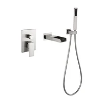 Streamdale Furniture Brushed Nickel Wall Mount Tub Faucet with Hand Shower