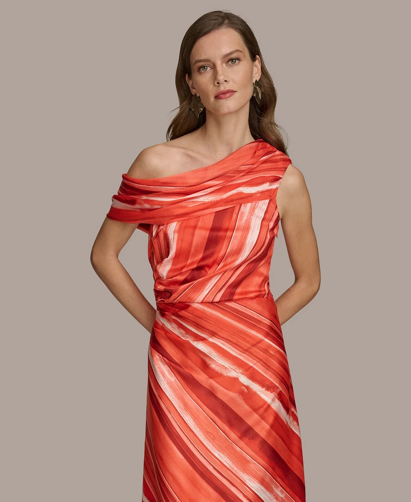 Donna Karan Women's One-Shoulder A-Line Midi Dress