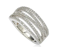 Suzy Levian Sterling Silver Cubic Zirconia Multi Row Ring