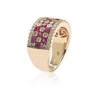 Suzy Levian Rose Sterling Silver Red and White Cubic Zirconia Ring