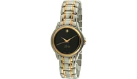 Swiss Edition Men's Two-Tone Bracelet Dress Watch with Gold Plated Bezel and Black Dial