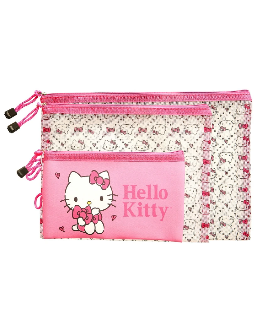 Hello Kitty Sanrio Quilt Pattern 3 Pack Travel Pouch Set