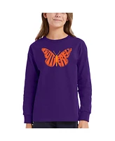 La Pop Art Girls Butterfly Word Long Sleeve T-Shirt