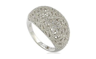 Suzy Levian Sterling Silver Cubic Zirconia Pave Interlace Ring