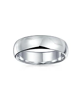 Bling Jewelry Minimalist Plain Simple Sterling Silver Dome Couples Band Ring For Women 5MM