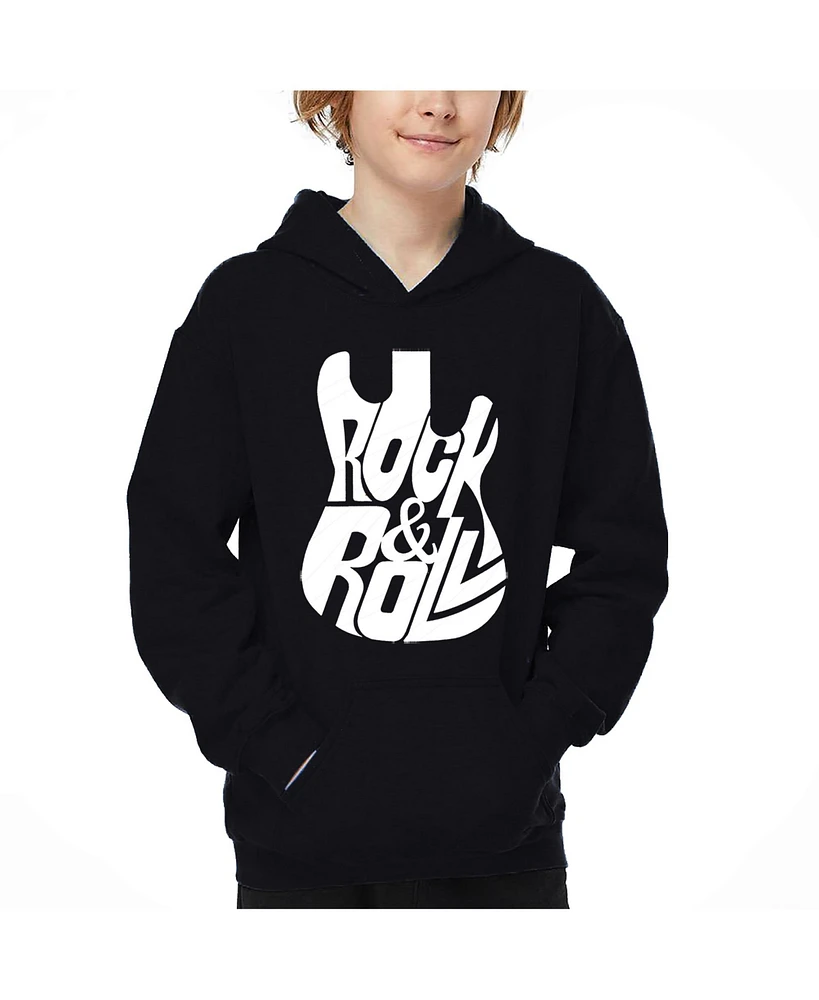 La Pop Art Boys Rock And Roll Guitar Word Hooded Sweatshirt