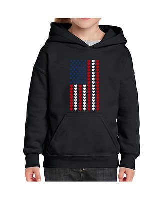 La Pop Art Girls Heart Flag Word Art Hooded Sweatshirt