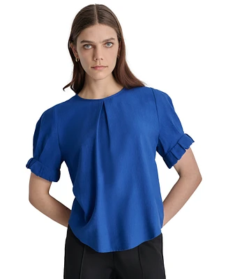 Dkny Women's Puff-Sleeve Pleated Blouse