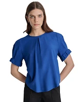 Dkny Women's Puff-Sleeve Pleated Blouse