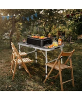 Sugift Aluminum Grill Table with Iron Mesh Top