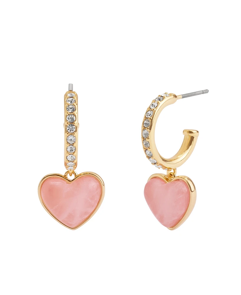 Coach Quartz Heart Charm Huggie Earrings