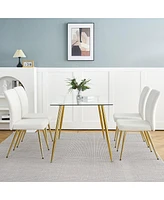 Streamdale Furniture Set of 4 Modern White Teddy Wool Dining Chairs