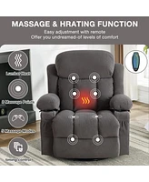 Streamdale Furniture Reclining Massage Heated Sofa with Usb, Cup Holders (Grey)