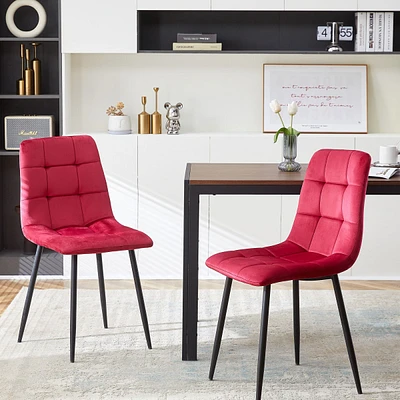 Simplie Fun Mid Century Modern Wine Velvet Dining Chairs Set Of 2 For Kitchen, Living Room