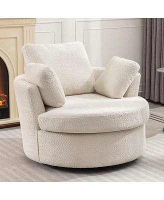 Simplie Fun Cozy Oversized Swivel Chair with Pillows for Living Room