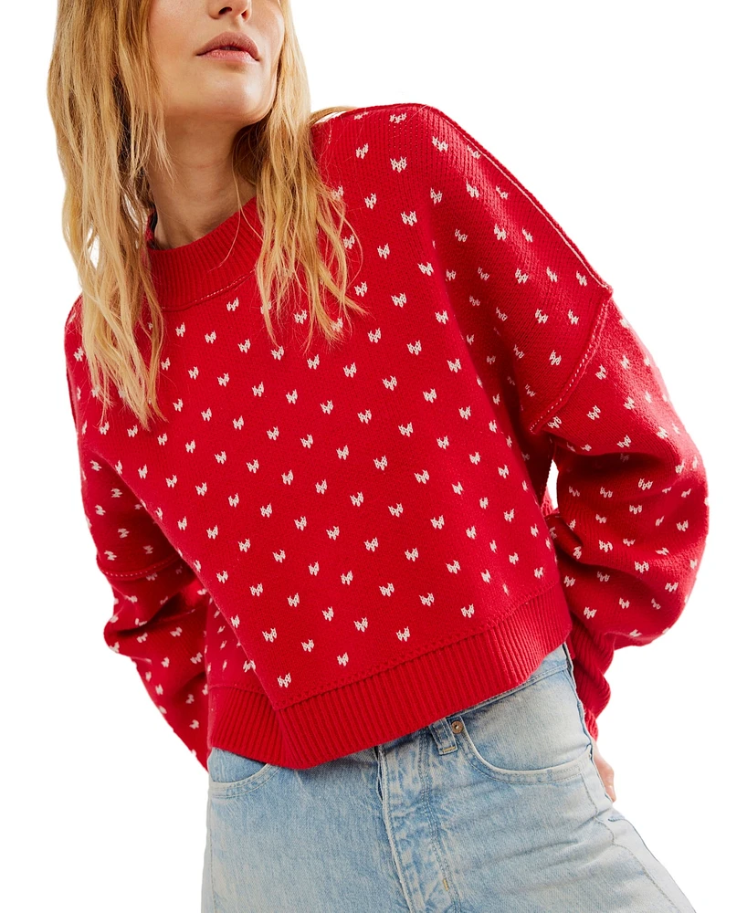 Free People Women's Patterned Easy Street Cropped Sweater