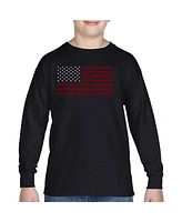 La Pop Art Boys Proud To Be An American Word Long Sleeve T-Shirt