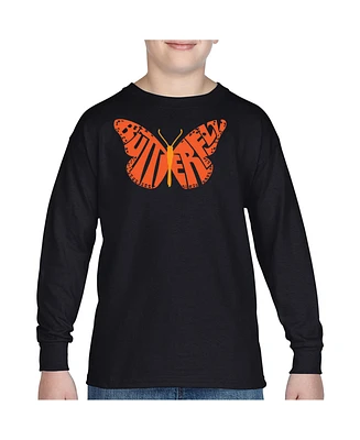 La Pop Art Boys Butterfly Word Long Sleeve T-Shirt