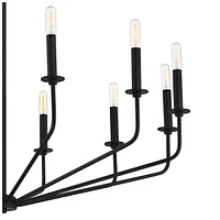 Franklin Iron Works Milanese Slender Black Chandelier Lighting 37 1/2" Wide Modern Industrial 12-Light Candelabra Fixture for Dining Room House Foyer