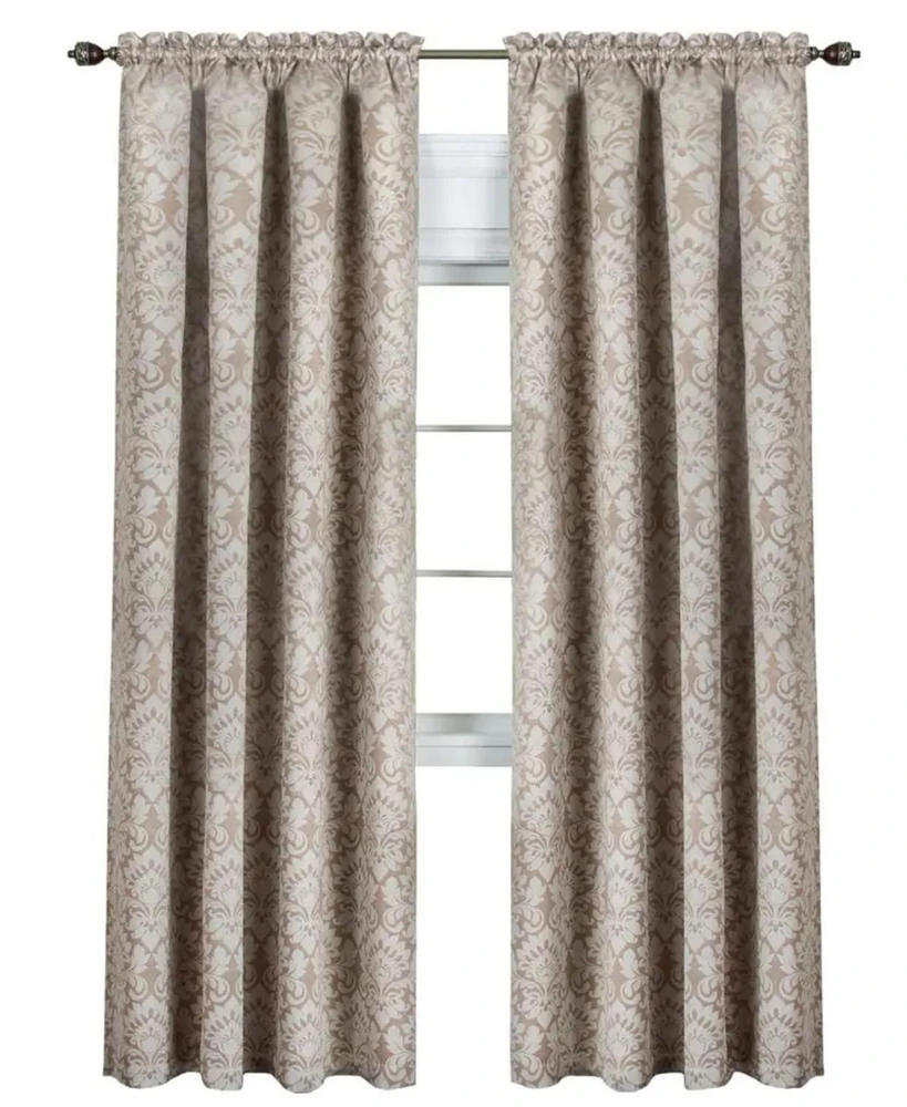 Kate Aurora Royal Living 2 Piece Rod Pocket Damask Design 95% Blackout Curtain Panels