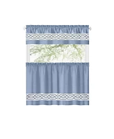 Kate Aurora Pacifico Complete 3 Piece Rod Pocket Embroidered Tier & Valance Kitchen Curtain Set