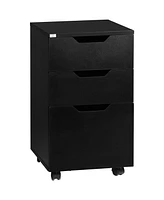 Simplie Fun 3 Drawer Mobile File Cabinet, Rolling Printer Stand, Vertical Filing Cabinet, Black