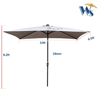 Solar Led Patio Umbrella: Crank, Tilt, 10x6.5 ft