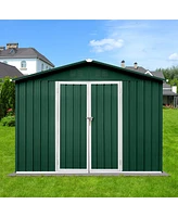 Streamdale Furniture Metal Garden Sheds 10FT×8FT Outdoor Storage Sheds Green + White