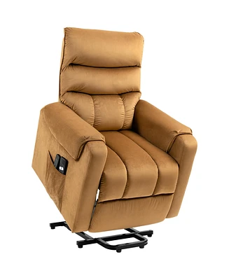 Simplie Fun Brown Upholstered Recliner Chair with Vibration Massage