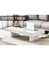 Simplie Fun Mdf Coffee Table with Marble Patterns, 47.2"x 23.6"x 12"