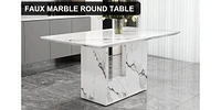 Streamdale Furniture White Marble Dining Table with 4 High Back Chairs