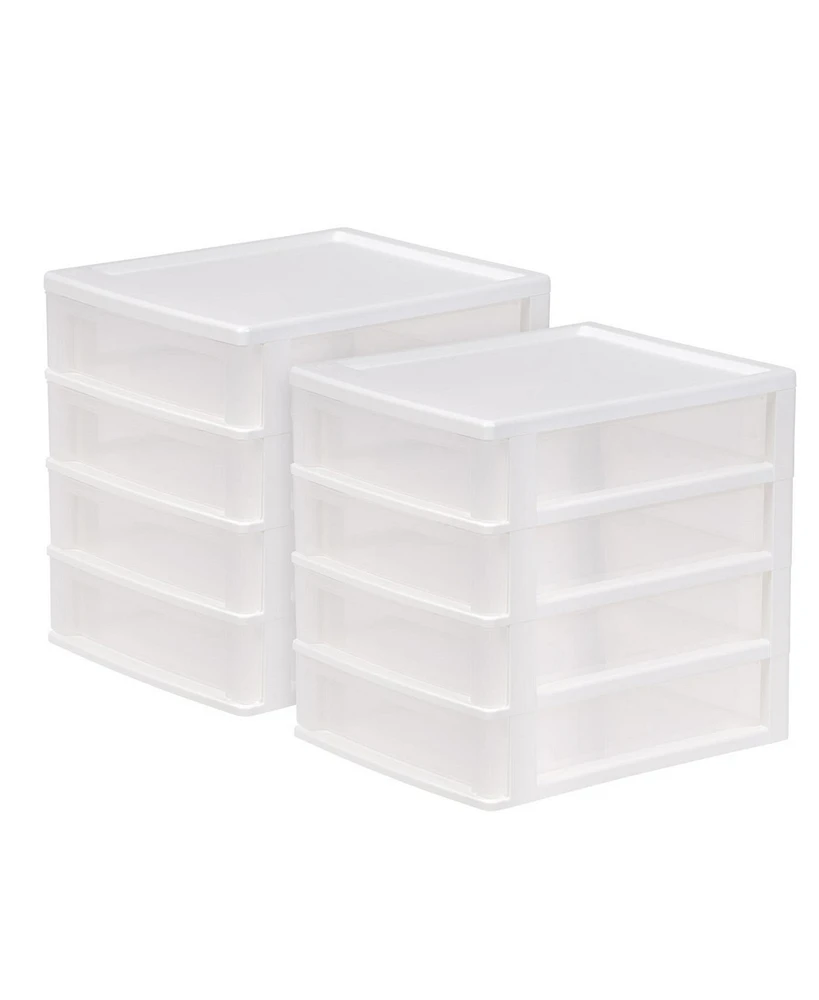 Iris Usa 2Pack 4 Drawers Plastic Clear View Desktop Storage Organizer