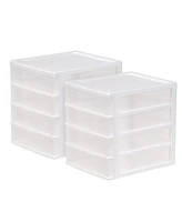 Iris Usa 2Pack 4 Drawers Plastic Clear View Desktop Storage Organizer