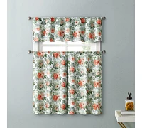 Kate Aurora English Floral Rose Garden Complete 3 Pc Cafe Kitchen Curtain Tier & Valance Set