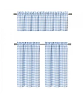 Kate Aurora Country Farmhouse Plaid Checkered Gingham 3 Pc Kitchen Curtain Tier & Valance Set