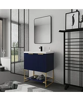 30 Inch Freestanding Bathroom Vanity With Resin Basin, 30x18