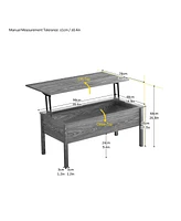 Simplie Fun Mdf Lift Top Coffee Table With Storage For Living Room, Dark Grey Oak