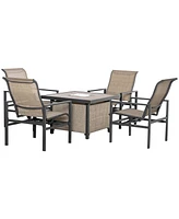 Simplie Fun 5-Piece Patio Dining Set with Ice Bucket Table & Rocking Chairs