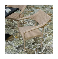 Merrick Lane Cheri Fade And Weather Resistant Modern Pe Rattan Patio Dining Chair With Reinforced Steel Frame