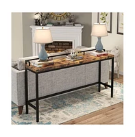Tribesigns 70.9 inch Extra Long Sofa Table Rustic Industrial Console Behind Couch