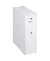 Homcom Wooden Narrow Modern Bathroom Furniture Storage Cabinet Toilet Paper Linen White