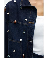 Nocturne Women's Seashell Designed Jean Jacket