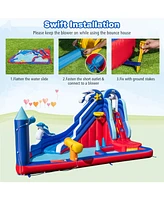 Slickblue 6-In-1 Inflatable Water Park with Climbing Wall Splash Pool (Without Blower)