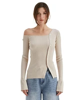 Crescent Women's Sienna Asymmetric Shoulder Knit Top