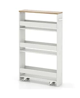 Slickblue Rolling Kitchen Slim Storage Cart Mobile Shelving Organizer with Handle