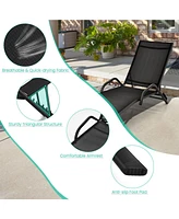 Slickblue 2 Pieces Outdoor Chaise Lounge with 5-Position Adjustable Backrest-Black