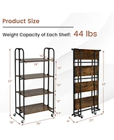 Slickblue Foldable Rolling Cart with Storage Shelves for Kitchen-4-Tier