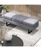 Costway Waiting Room Bench Seating with Metal Frame Leg Upholstered Reception Bench