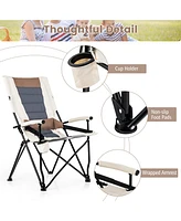 Gymax Camping Folding Chair w/ Cup Holder 330 Lbs Load Capacity for Picnic Camping