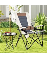 Gymax Camping Folding Chair w/ Cup Holder 330 Lbs Load Capacity for Picnic Camping